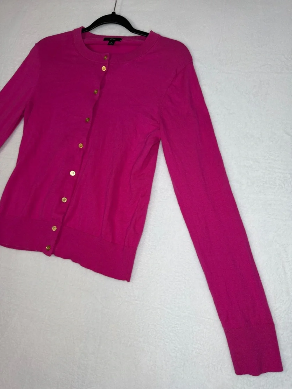 J. Crew Women's Hot Pink  Gold Button-Front Crewneck Cardigan Medium - Picture 6 of 10